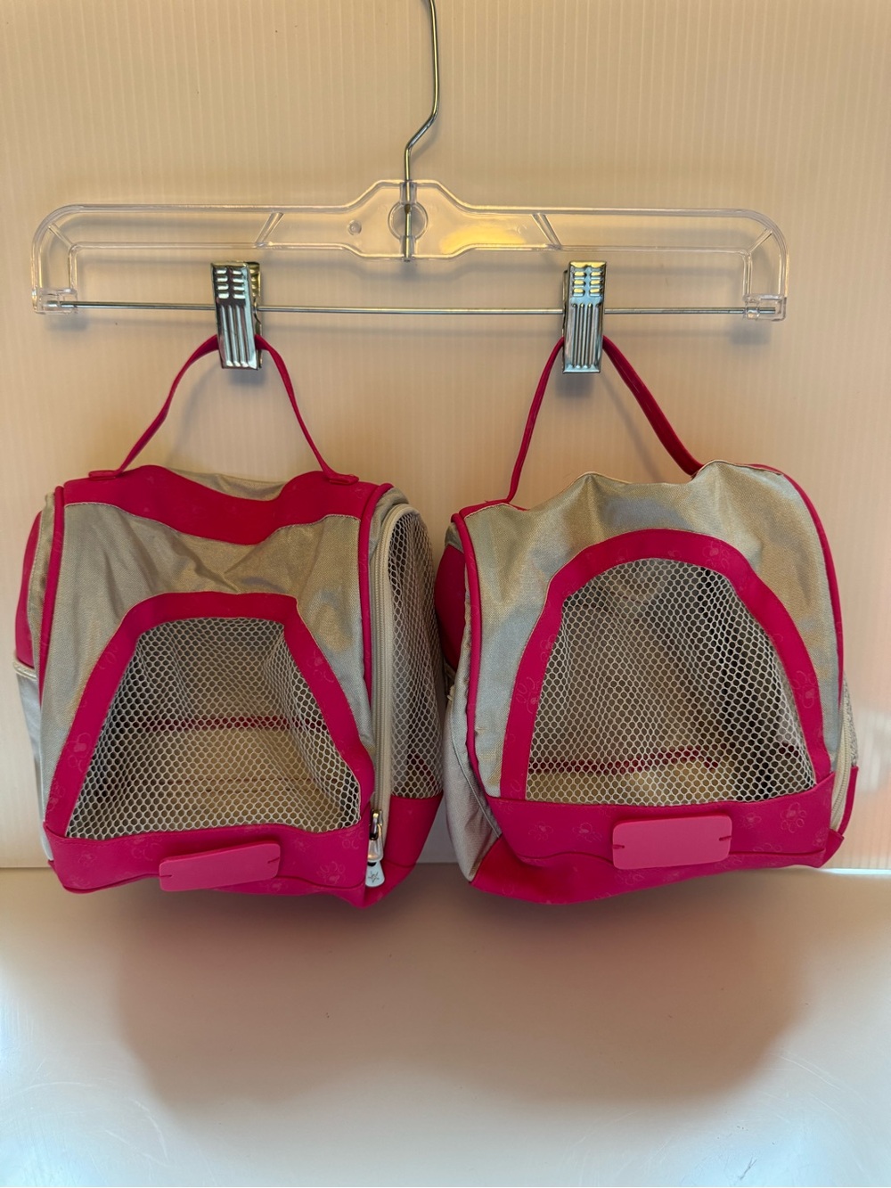 American Girl Doll Galaxy Dog Pet Travel Carry Case Pink Silver Mesh- Lot of 2